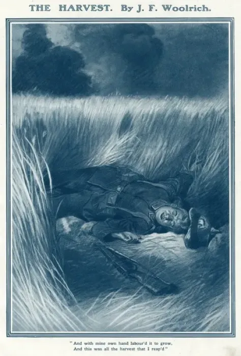 Framed Print : A dead German, lying symbolically in a field of wheat Framed Print : A dead German, lying symbolically in a field of wheat