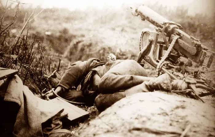 Framed Print : Dead German machine gunner, Beaurevoir, France Framed Print : Dead German machine gunner, Beaurevoir, France