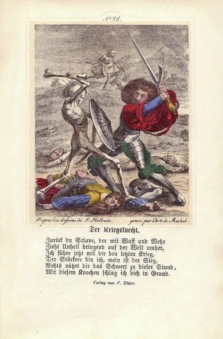 Framed Print : Death attacks a Soldier with a thigh-bone Framed Print : Death attacks a Soldier with a thigh-bone