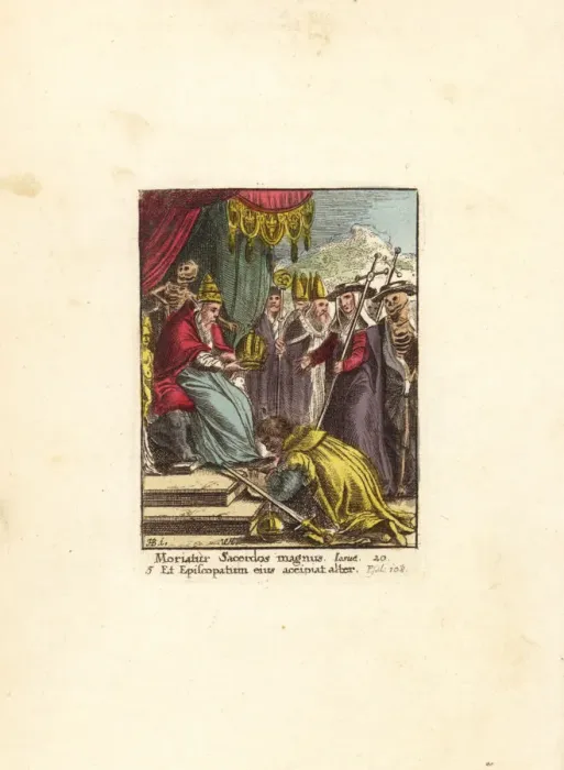Framed Print : Death attending the Pope as he crowns an Emperor Framed Print : Death attending the Pope as he crowns an Emperor