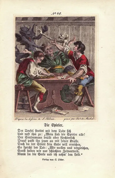 Framed Print : Death and a black Demon battle over the Gambler Framed Print : Death and a black Demon battle over the Gambler