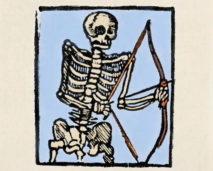 Framed Print : Death depicted with a bow and arrow Framed Print : Death depicted with a bow and arrow