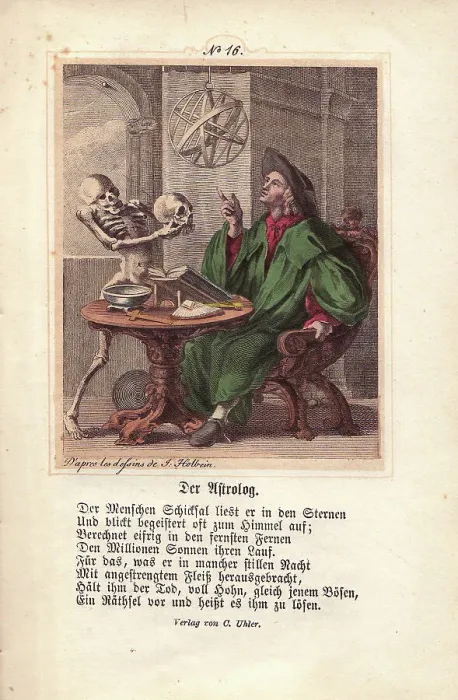 Framed Print : Death holds out a skull to the Astrologer in Framed Print : Death holds out a skull to the Astrologer in