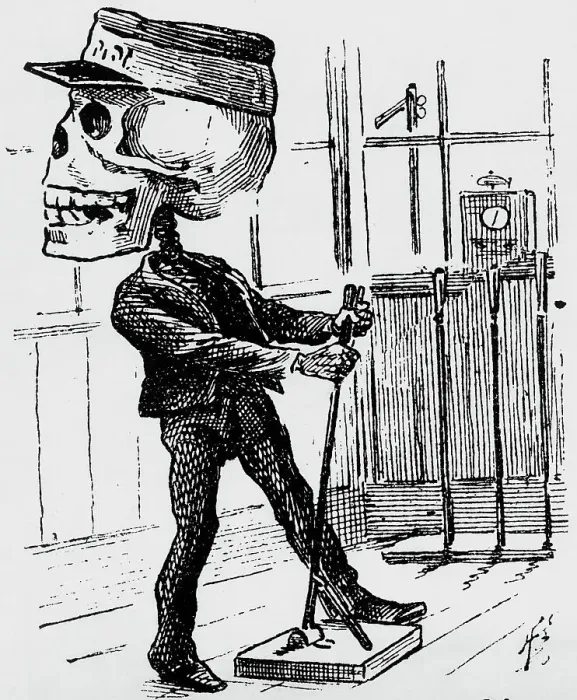 Framed Print : Death as the railway signalman Framed Print : Death as the railway signalman