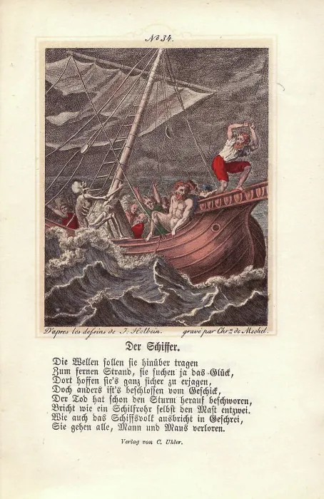 Framed Print : Death smashes the mast as the Ship Owner wrings Framed Print : Death smashes the mast as the Ship Owner wrings