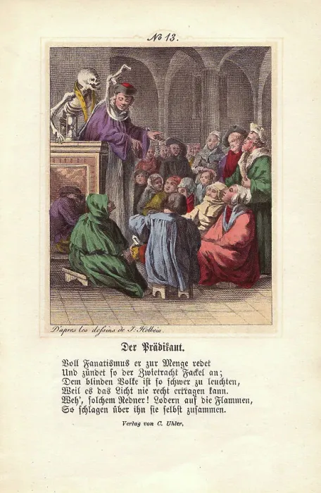 Framed Print : Death stands behind the Preacher and holds Framed Print : Death stands behind the Preacher and holds