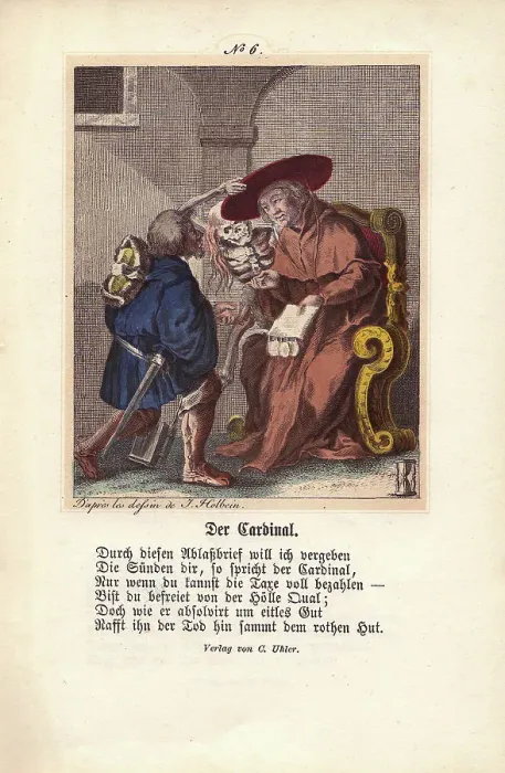Framed Print : Death taking the hat of the Cardinal as he Framed Print : Death taking the hat of the Cardinal as he