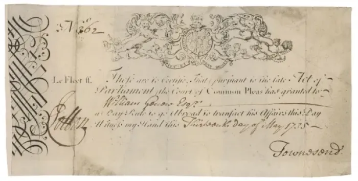 Framed Print : Debtors Certificate / 1735 Framed Print : Debtors Certificate / 1735