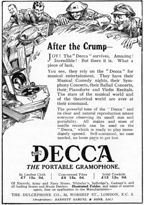 Framed Print : Decca advertisement, WW1 Framed Print : Decca advertisement, WW1
