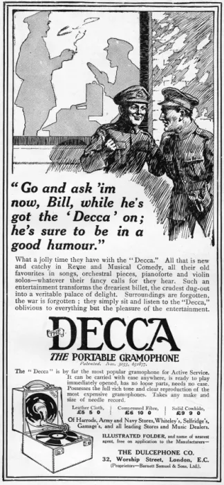 Framed Print : Decca advertisement, WW1 Framed Print : Decca advertisement, WW1