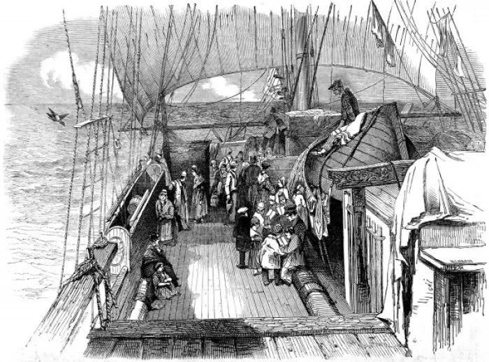 Framed Print : The Deck of an Australian Emigrant Ship, 1849 Framed Print : The Deck of an Australian Emigrant Ship, 1849