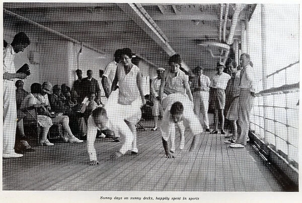Deck race on cruise liner, Empress of Australia