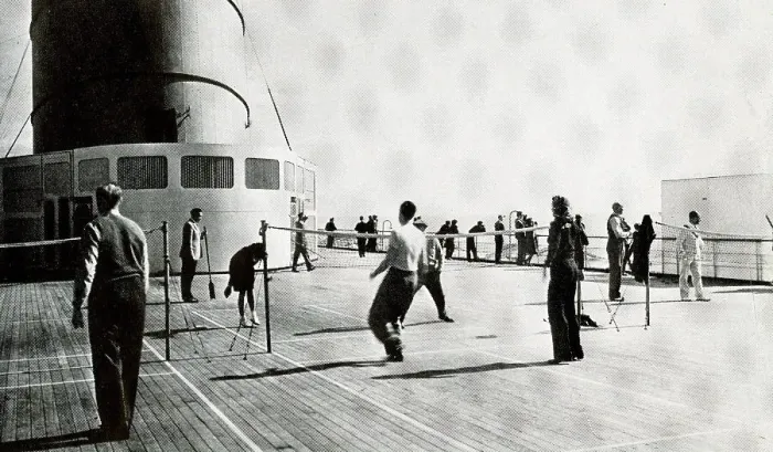 Framed Print : Deck Sports, Tennis, Cunard White Star, Tourist Class Framed Print : Deck Sports, Tennis, Cunard White Star, Tourist Class