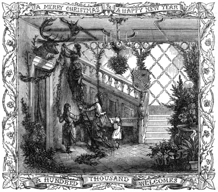 Framed Print : Decking the halls: Christmas decorations, 1871 Framed Print : Decking the halls: Christmas decorations, 1871
