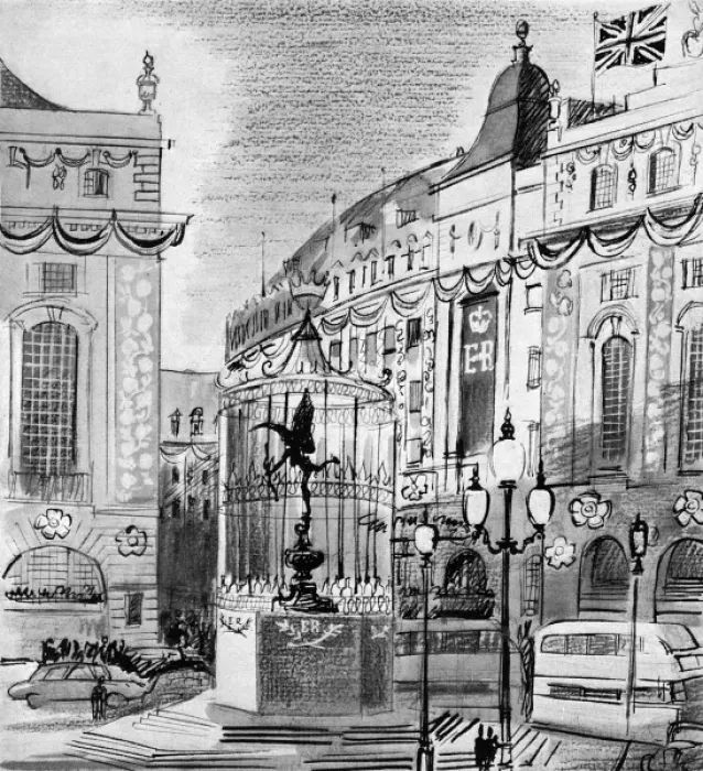 Framed Print : Decor of the Coronation route, 1953 Framed Print : Decor of the Coronation route, 1953