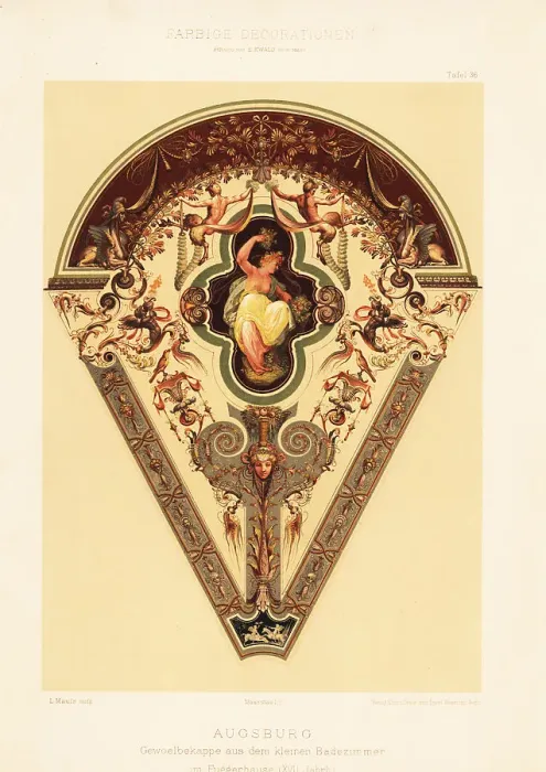Framed Print : Decorated arch capital in the Fugger Houses, 17th century Framed Print : Decorated arch capital in the Fugger Houses, 17th century