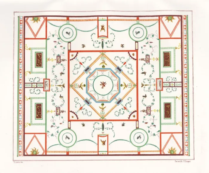 Framed Print : Decorated ceiling from the House of Chlorus and Caprasia Framed Print : Decorated ceiling from the House of Chlorus and Caprasia