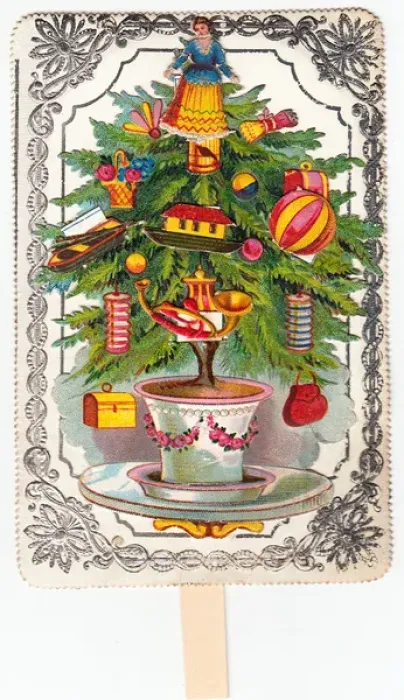 Framed Print : Decorated tree on a Christmas card Framed Print : Decorated tree on a Christmas card