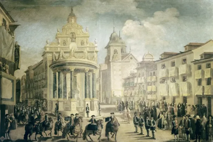 Framed Print : Decorations of Puerta del Sol, in occasion of Framed Print : Decorations of Puerta del Sol, in occasion of