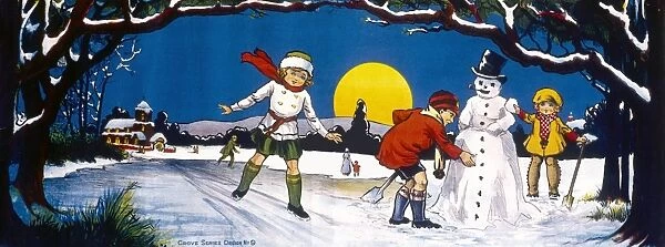 Decorative Christmas frieze - children playing in snow