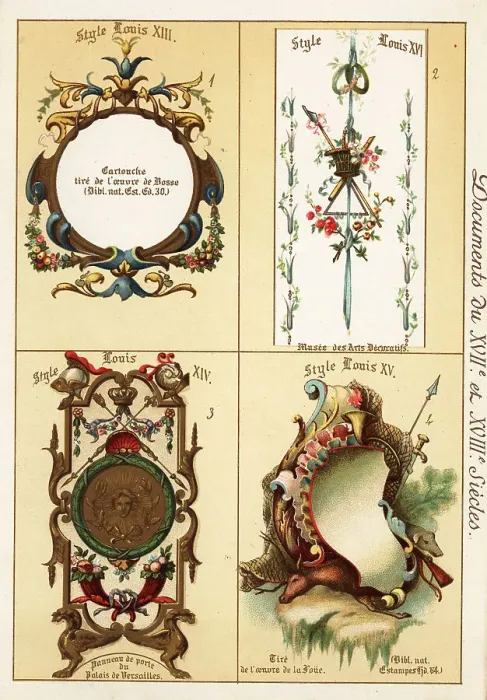 Framed Print : Decorative features from the eras of Louis XIII, Louis XIV and L Framed Print : Decorative features from the eras of Louis XIII, Louis XIV and L
