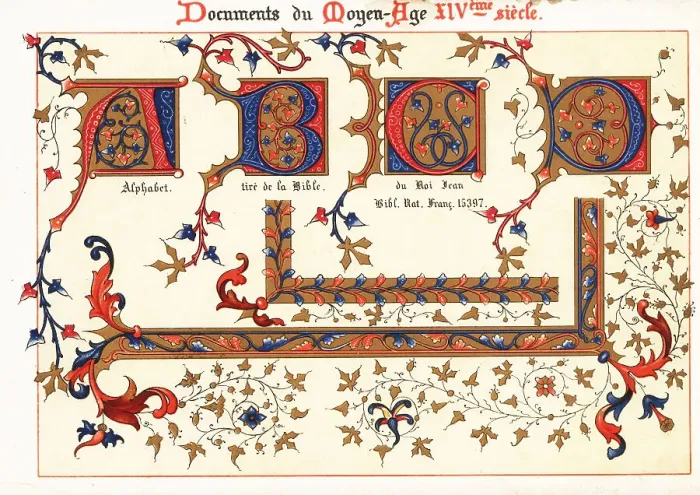 Framed Print : Decorative initial ABCD from the Bible of King Jean II, 14th cen Framed Print : Decorative initial ABCD from the Bible of King Jean II, 14th cen