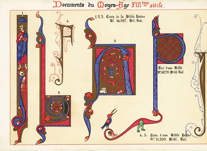 Framed Print : Decorative initial letters taken from 13th century illuminated B Framed Print : Decorative initial letters taken from 13th century illuminated B