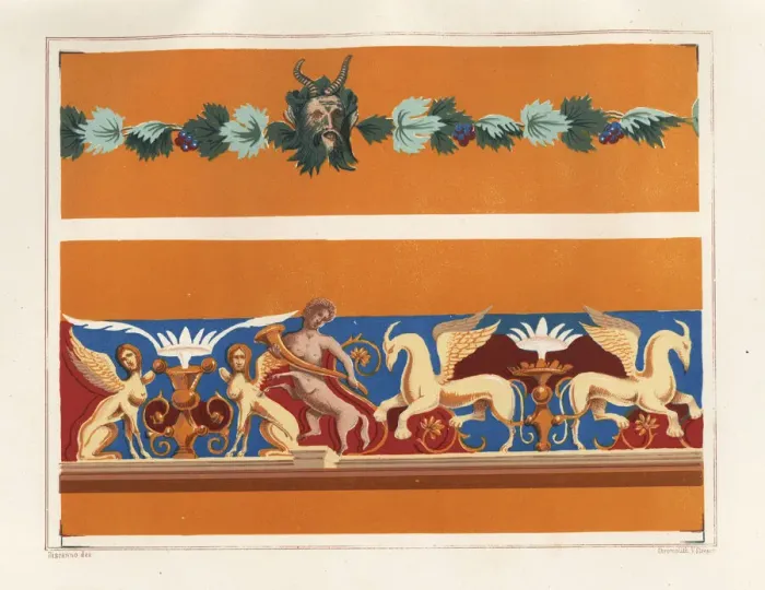 Framed Print : Decorative ornaments with centaurs and harpies in the oecus Framed Print : Decorative ornaments with centaurs and harpies in the oecus