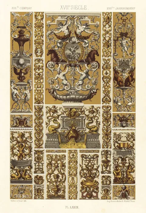 Framed Print : Decorative paintings, Apollo Gallery, Louvre, 17th century Framed Print : Decorative paintings, Apollo Gallery, Louvre, 17th century