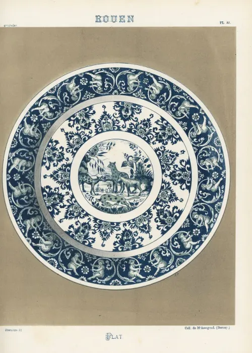 Framed Print : Decorative plate from Rouen, France Framed Print : Decorative plate from Rouen, France