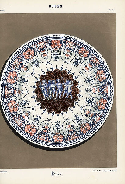 Decorative plate from Rouen with six putti