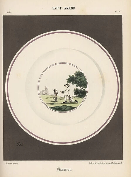 Decorative plate from Saint-Amand, Normandy, France