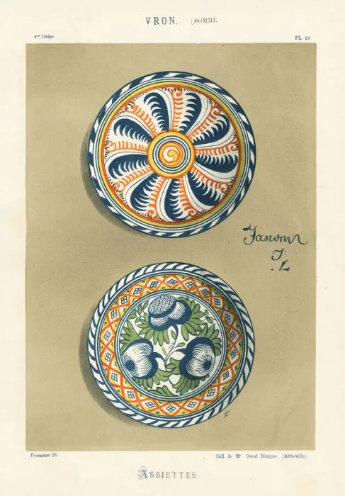 Framed Print : Decorative plates from Vron, Somme, France Framed Print : Decorative plates from Vron, Somme, France