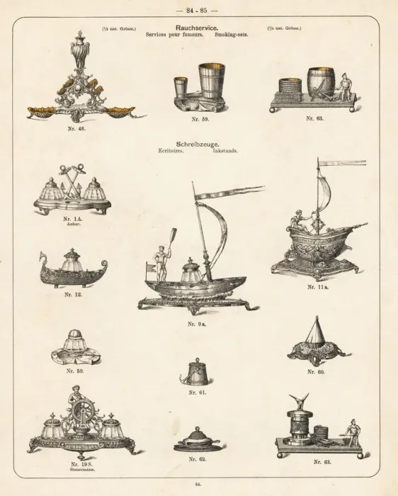 Framed Print : Decorative smoking sets and inkstands Framed Print : Decorative smoking sets and inkstands
