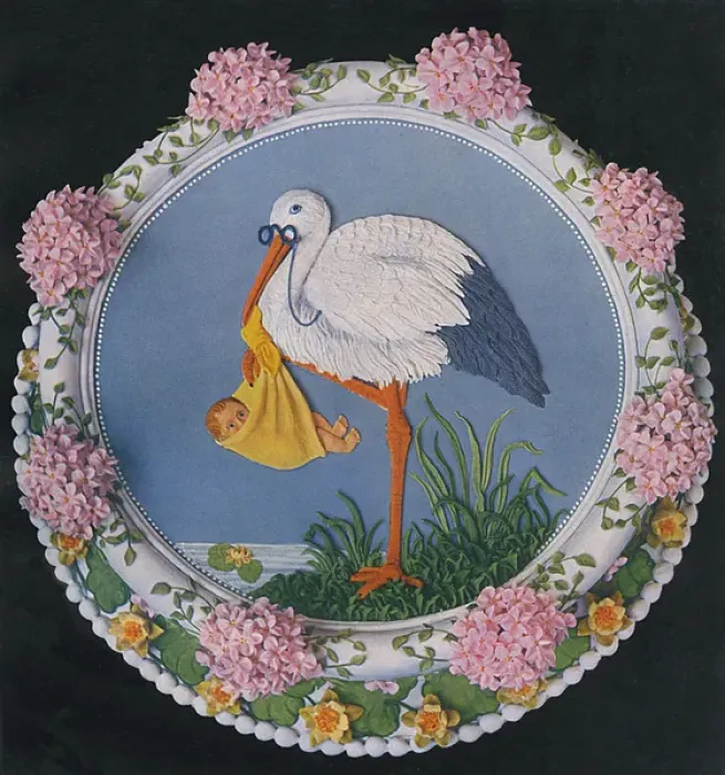 Framed Print : Decorative Stork Christening Cake Framed Print : Decorative Stork Christening Cake