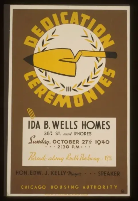 Framed Print : Dedication ceremonies - Ida B. Wells Homes... parade along Framed Print : Dedication ceremonies - Ida B. Wells Homes... parade along