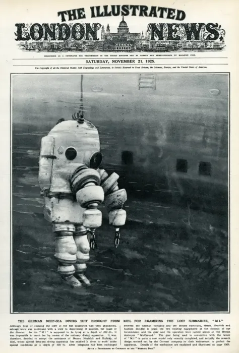 Framed Print : Deep-sea diving suit, for salvage work on HMS M1 subrine Framed Print : Deep-sea diving suit, for salvage work on HMS M1 subrine