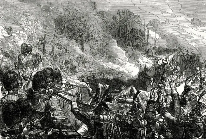 Framed Print : The Defence of the Chateau of Hougoumont, Belgium, Battle of Waterloo, 18 June 1815 Framed Print : The Defence of the Chateau of Hougoumont, Belgium, Battle of Waterloo, 18 June 1815