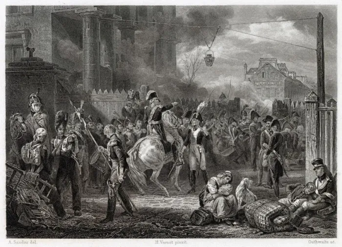 Framed Print : DEFENCE OF PARIS Marechal Moncey organises resistance at the Barriere de Clichy Framed Print : DEFENCE OF PARIS Marechal Moncey organises resistance at the Barriere de Clichy