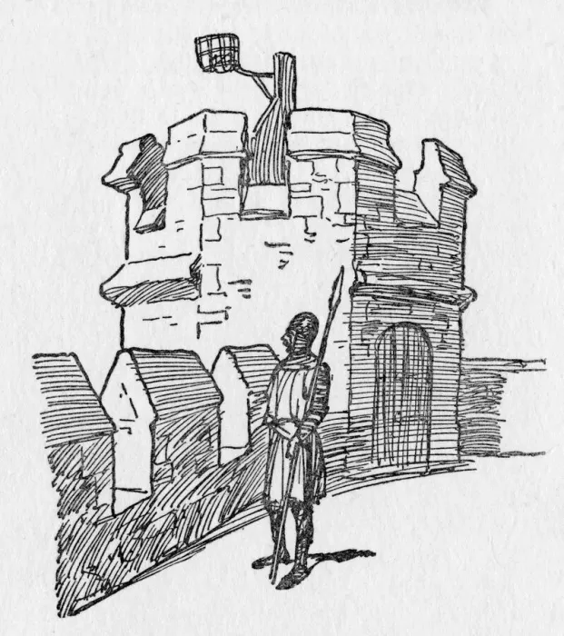 Framed Print : A defending Soldier watching the enemy from a Castle Framed Print : A defending Soldier watching the enemy from a Castle