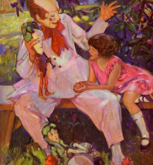 Framed Print : Del. Oct 28. Girl with clown Framed Print : Del. Oct 28. Girl with clown
