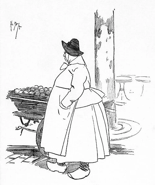 A delightful portrait of a Parisian Fruit Seller and barrow