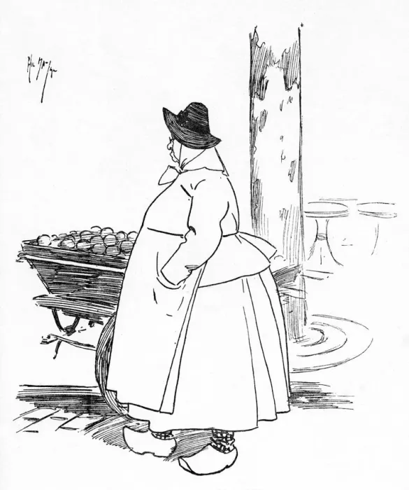 Framed Print : A delightful portrait of a Parisian Fruit Seller and barrow Framed Print : A delightful portrait of a Parisian Fruit Seller and barrow