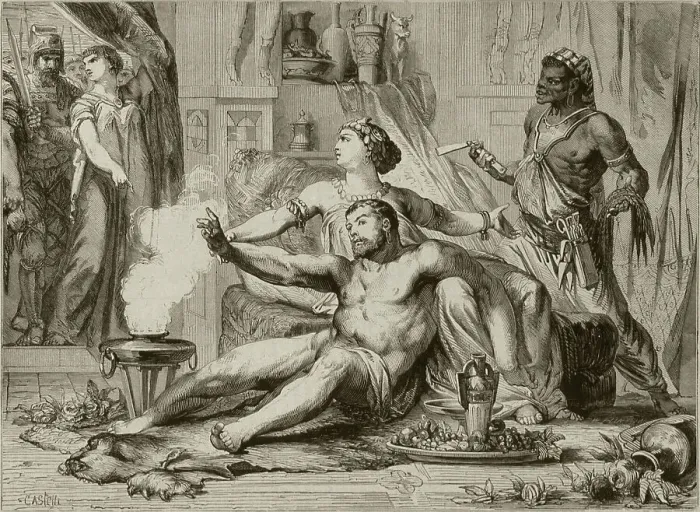 Framed Print : Delilah has Samson's hair cut whilst he sleeps, and so robs him of his strength and delivers him into the hands of the Philistines Framed Print : Delilah has Samson's hair cut whilst he sleeps, and so robs him of his strength and delivers him into the hands of the Philistines