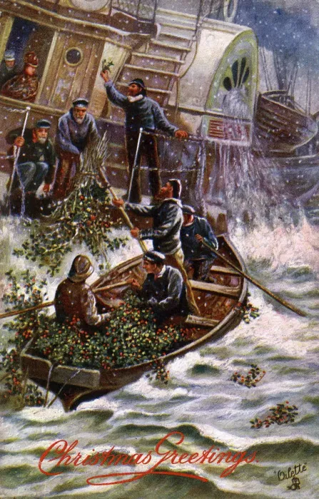 Framed Print : Delivering Christmas Holly to a Steamship Framed Print : Delivering Christmas Holly to a Steamship