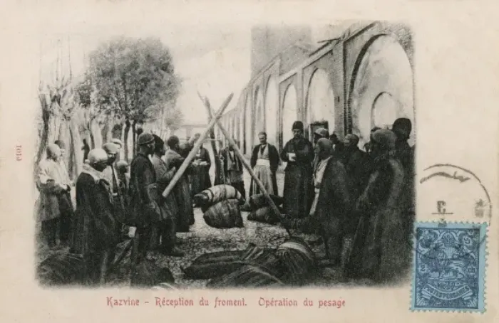 Framed Print : The delivery and weighing of textiles - Iran Framed Print : The delivery and weighing of textiles - Iran