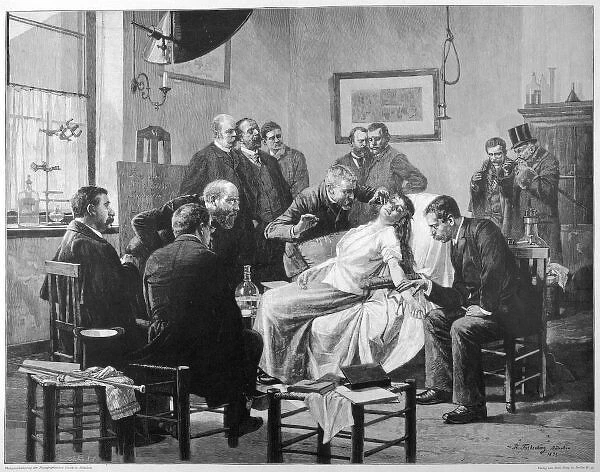 Demo at Munchen. German doctors observe a demonstration of hypnotism at Munchen