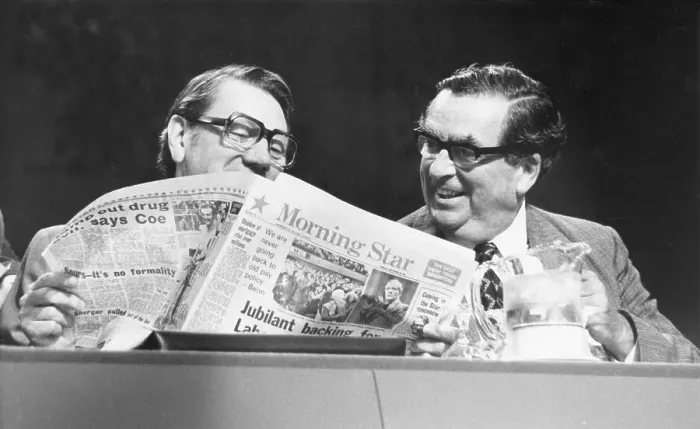 Framed Print : Denis Healey, Labour politician, with colleague Framed Print : Denis Healey, Labour politician, with colleague