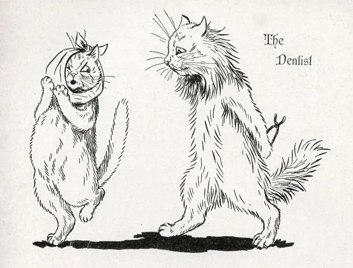 Framed Print : The Dentist part 1, Louis Wain Cats Framed Print : The Dentist part 1, Louis Wain Cats