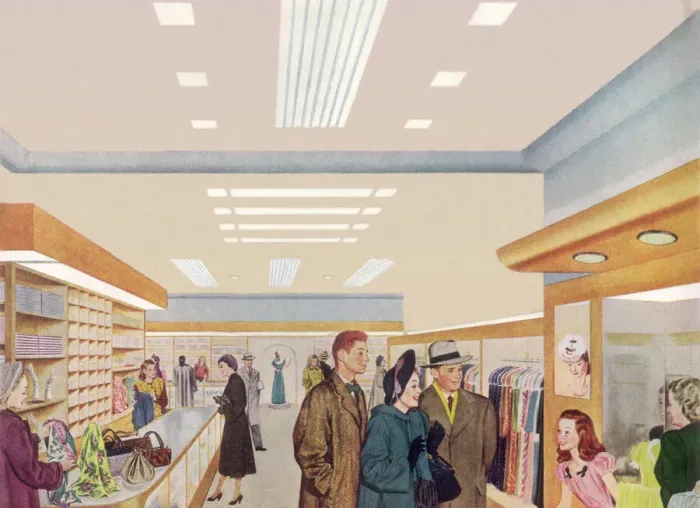 Framed Print : Department Store Scene Date: 1948 Framed Print : Department Store Scene Date: 1948